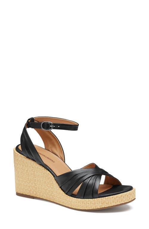 Johnston  Murphy Womens Marcia Leather Cross-Band Espadrille Platform Wedge Sandals Product Image