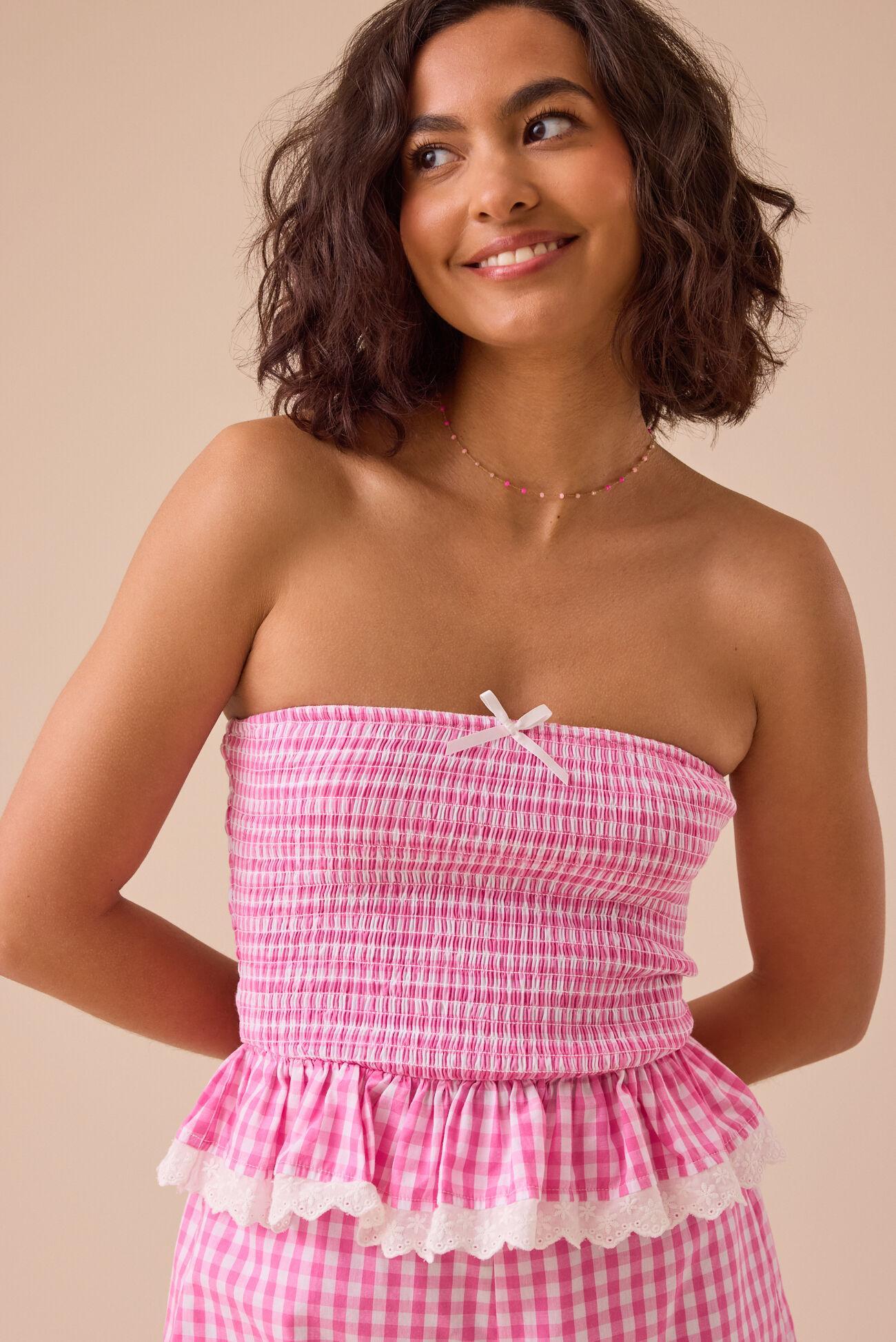 Lala Gingham Peplum Tube Top Product Image