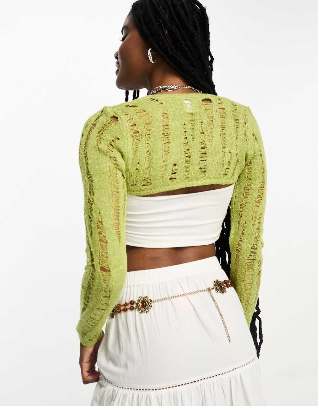 ASOS DESIGN crop tie front cardigan Product Image