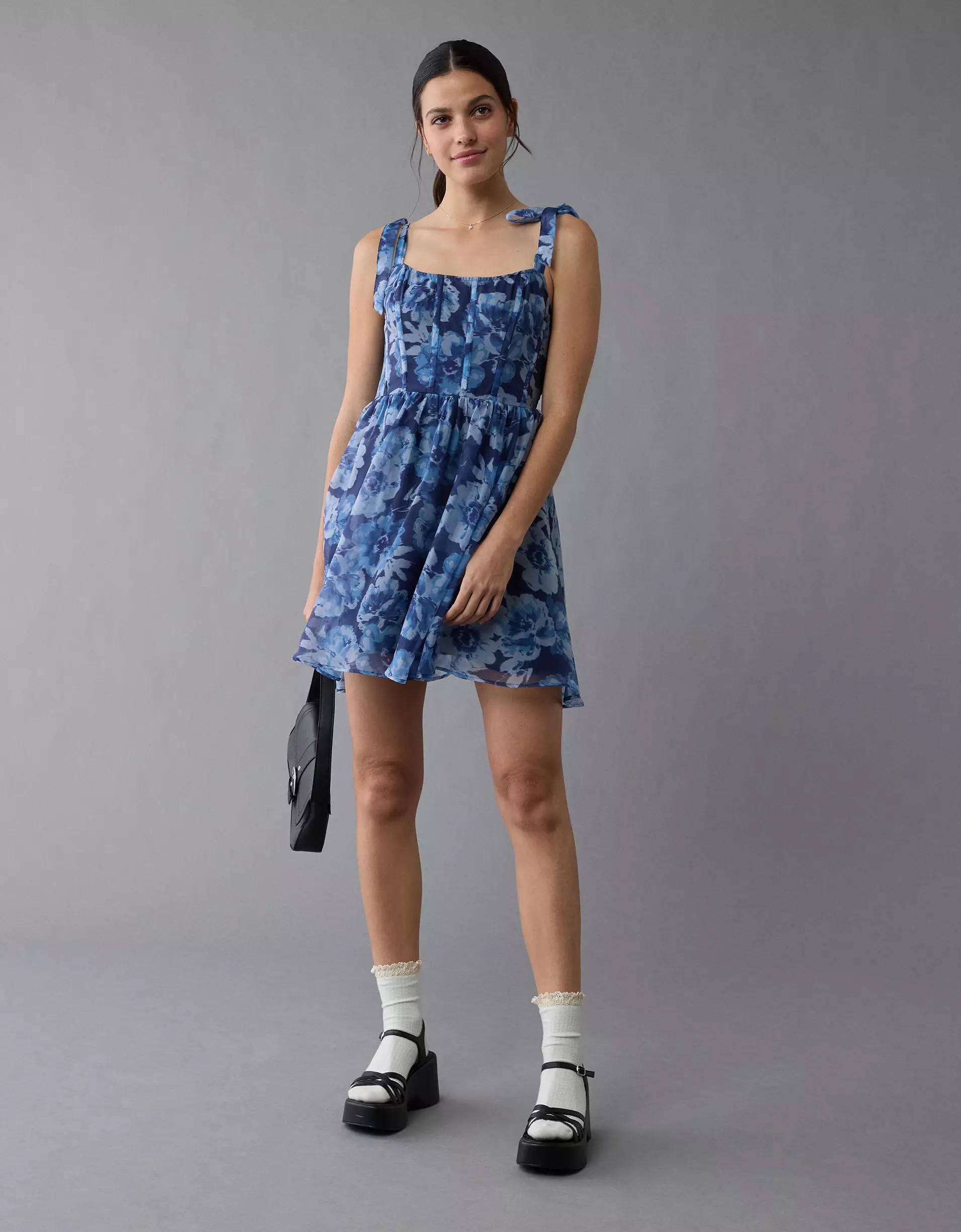 AE Corset Tie Strap Floral Mini Dress Product Image