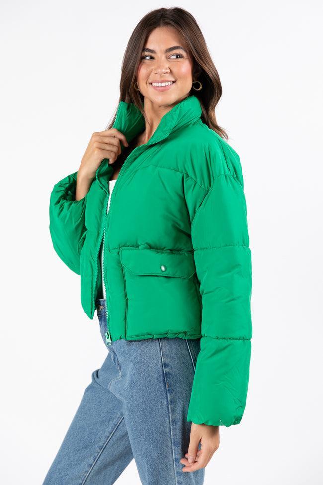 I Heard The Bells Green Front Pocket Puffer Jacket FINAL SALE Product Image