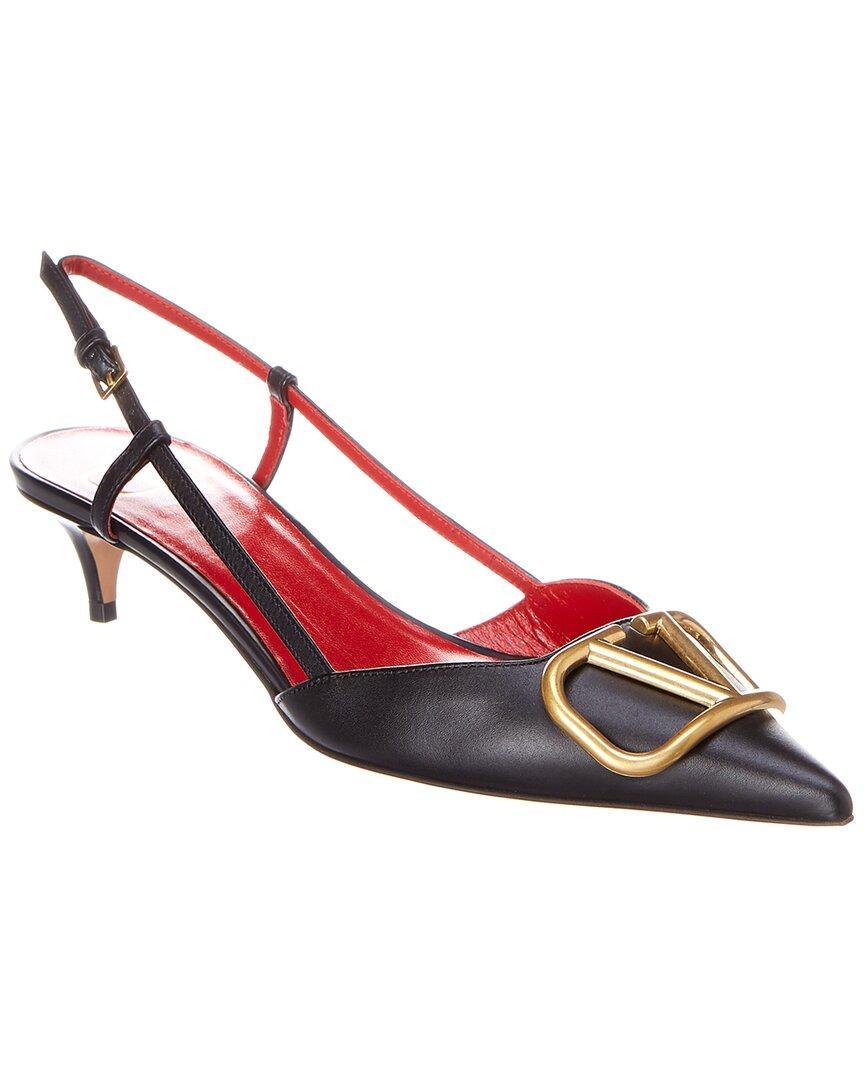 VALENTINO GARAVANI Valentino Vlogo 40 Leather Slingback Pump In Black Product Image