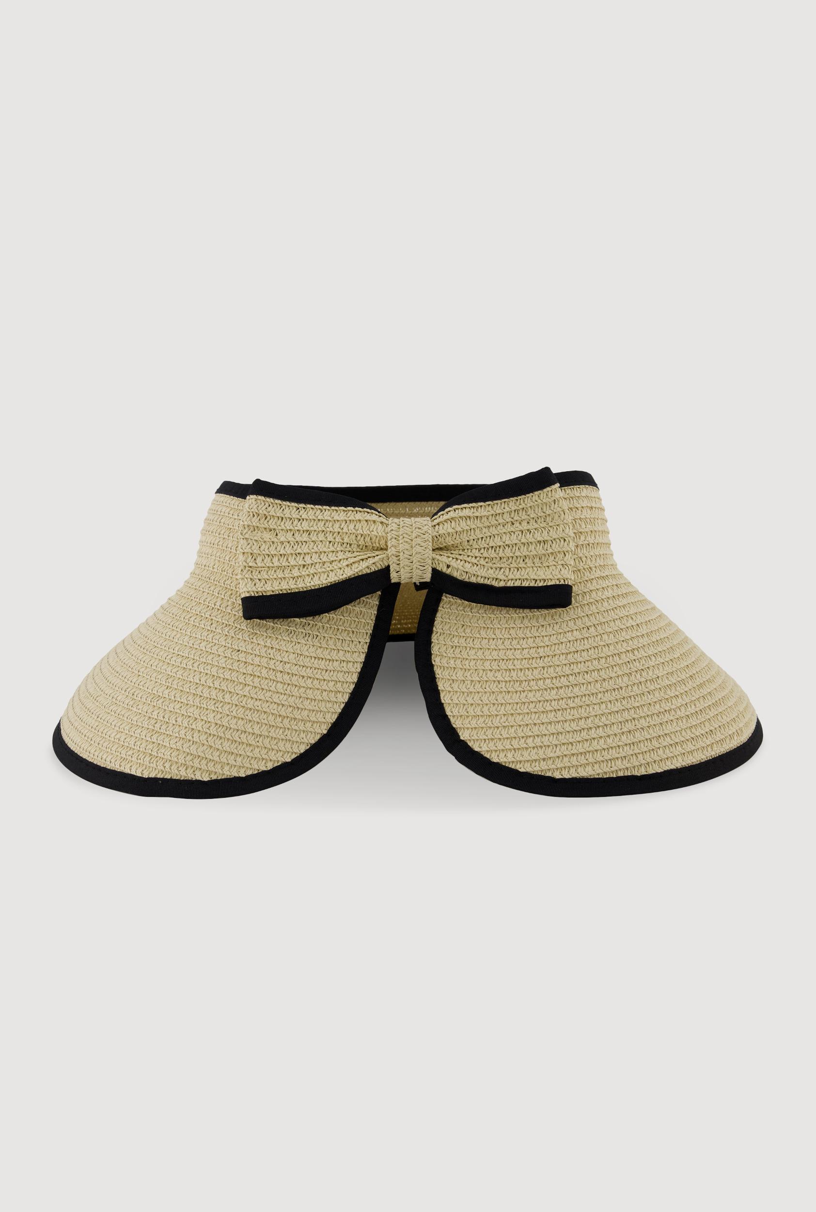 Roll Up Straw Visor with Bow Female Product Image