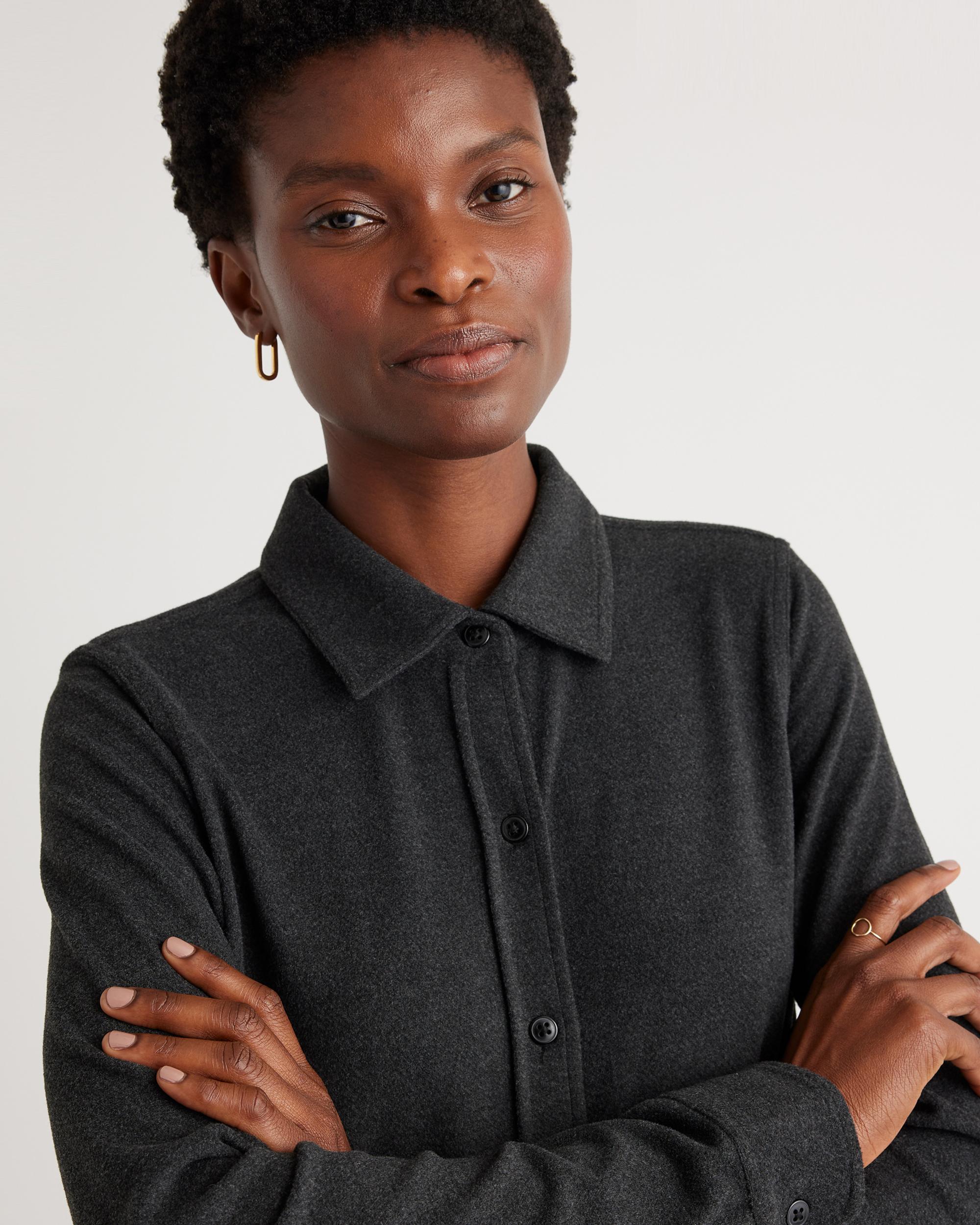 Quince | Women's Stretch Sweater Fleece Shirt Dress Recycled Polyester Product Image