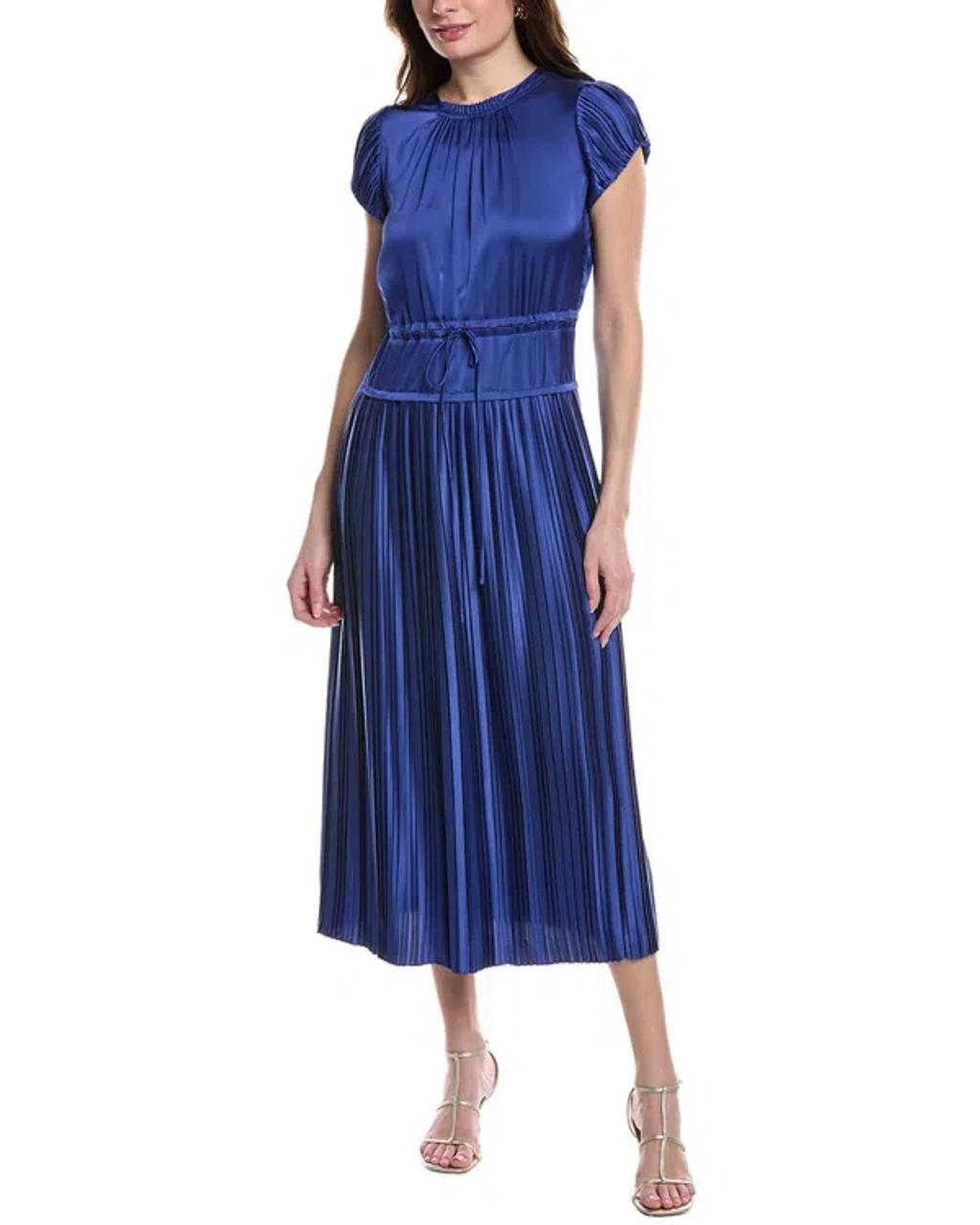 REBECCA TAYLOR Pleated Sleeve Dress In Blue Product Image