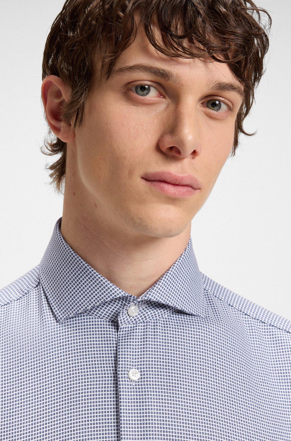 BOSS - Slim-fit shirt in structured cotton - Light Blue Product Image
