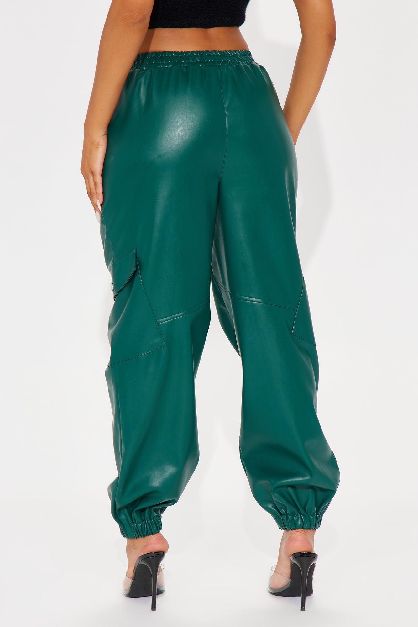 Valencia Faux Leather Cargo Jogger - Hunter Product Image