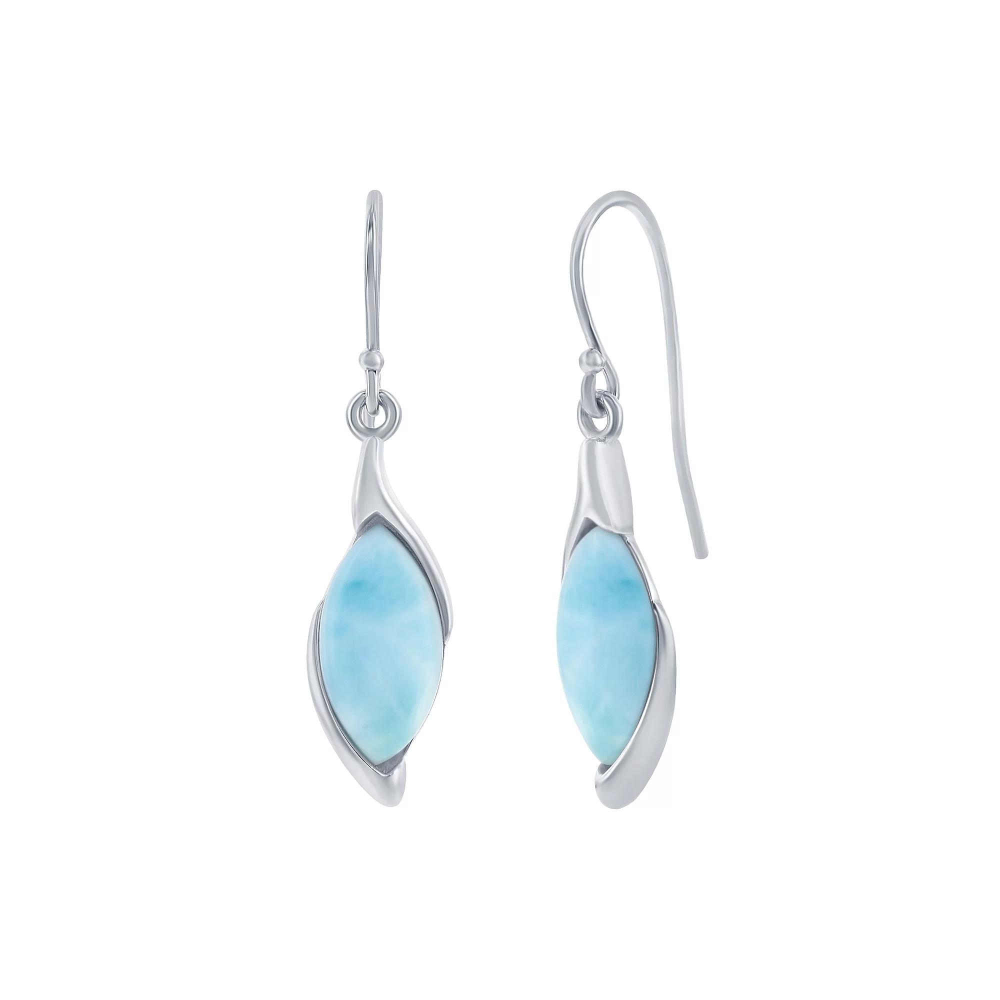 Sterling Silver Marquise Larimar Earrings, Women's Product Image