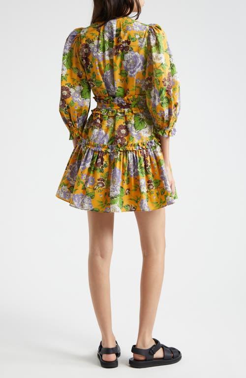 FARM RIO Capri Floral Button Front Fit & Flare Mini Dress In Capri Floral Yellow Product Image