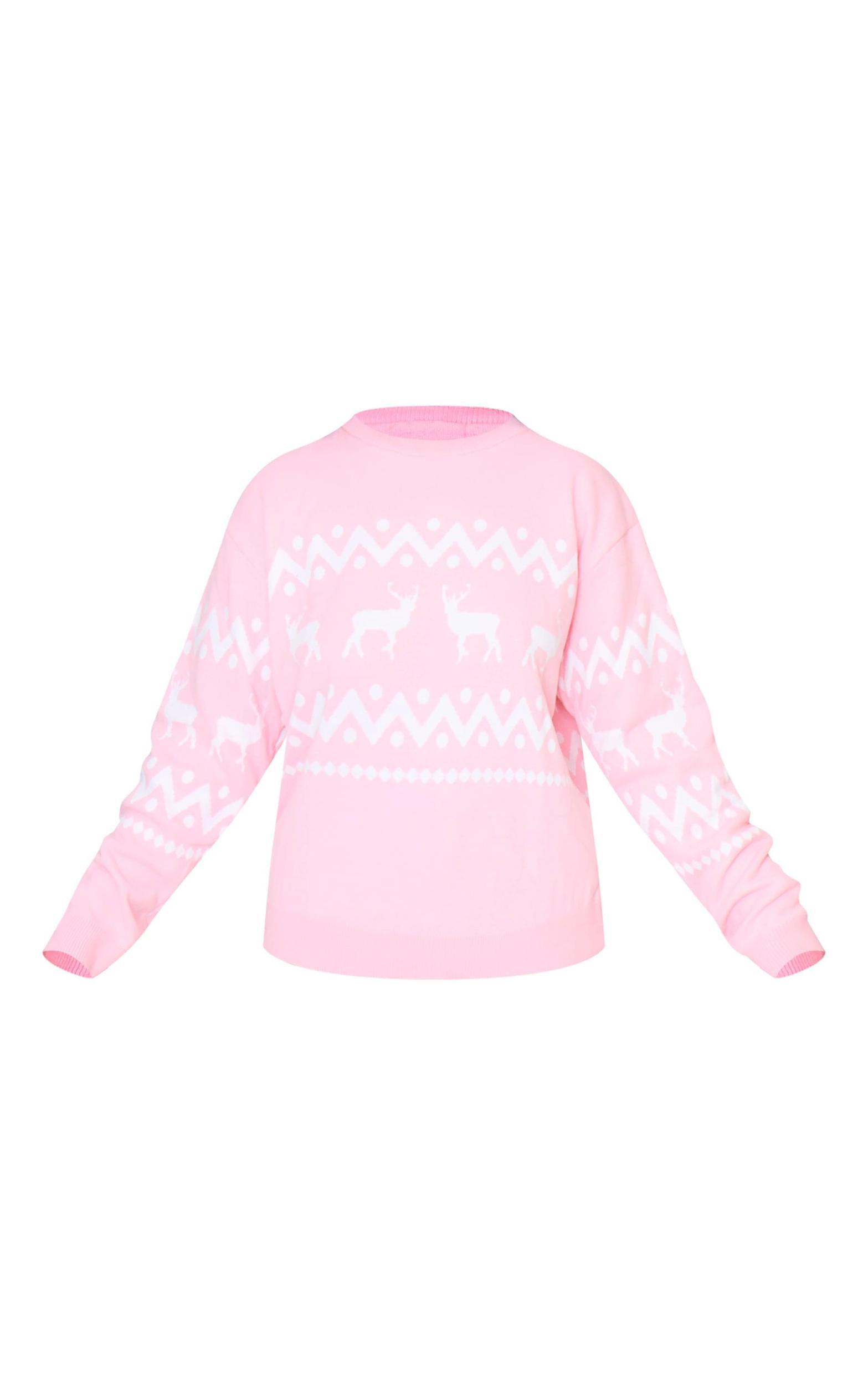 Plus Pink Oversized Fairisle Panel Christmas Sweater Product Image