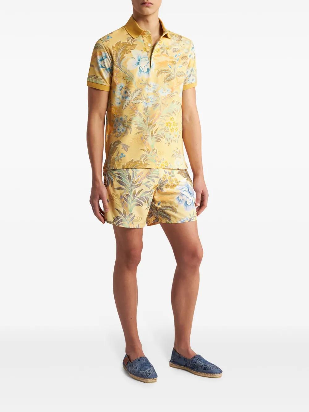 floral-print cotton polo shirt Product Image
