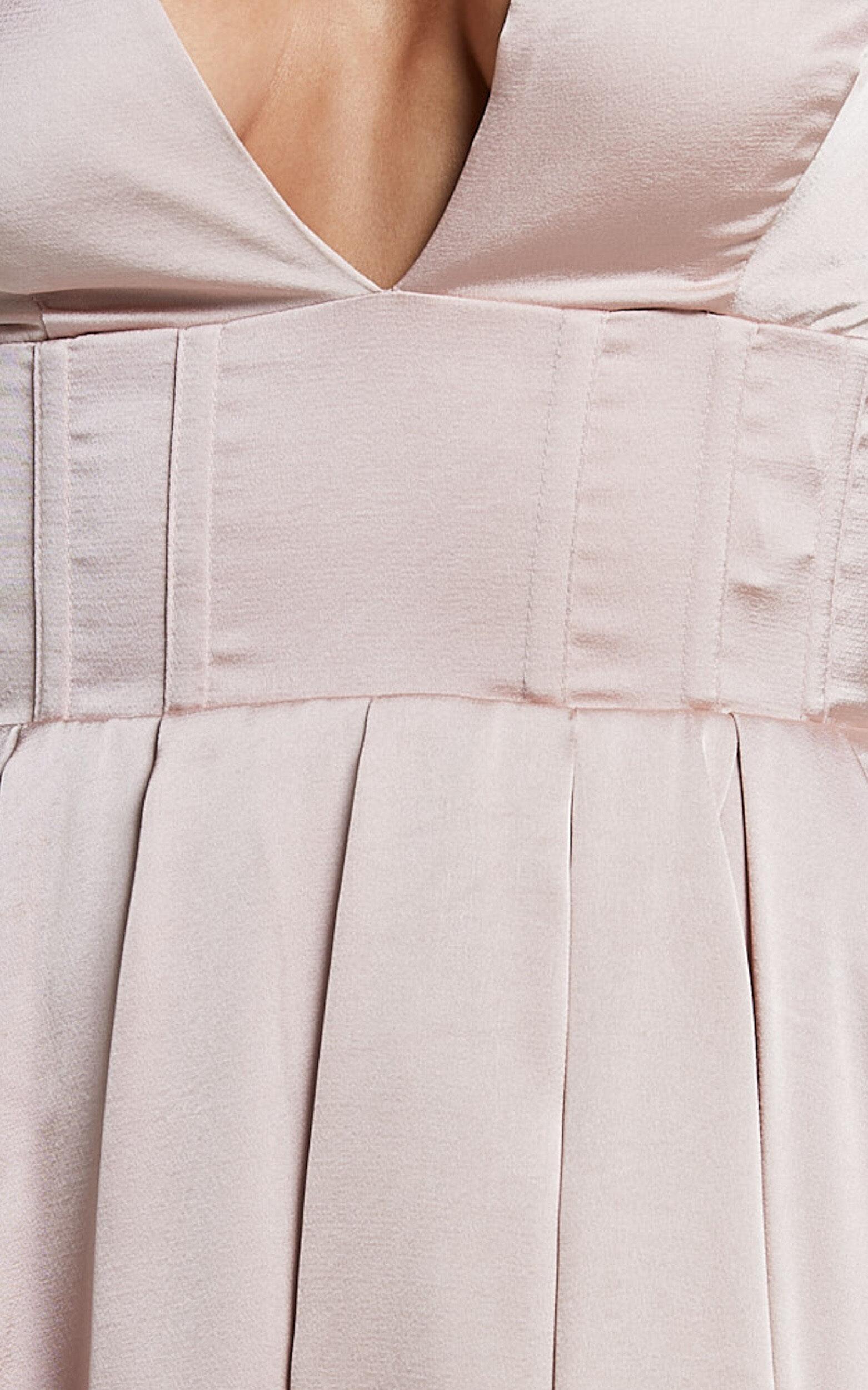 Bronte Mini Dress - Plunge Neck Fit and Flare in Blush Product Image