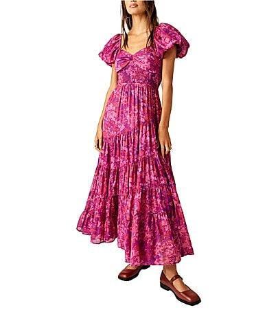 Womens Sundrenched Floral Cotton Tiered Maxi Dress Product Image