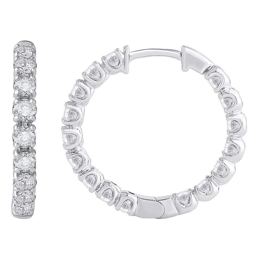 Diamond Medley 14k White Gold 2 Carat T.W. Lab-Grown Diamond Hoop Earrings, Women's, 14k Whgold Product Image