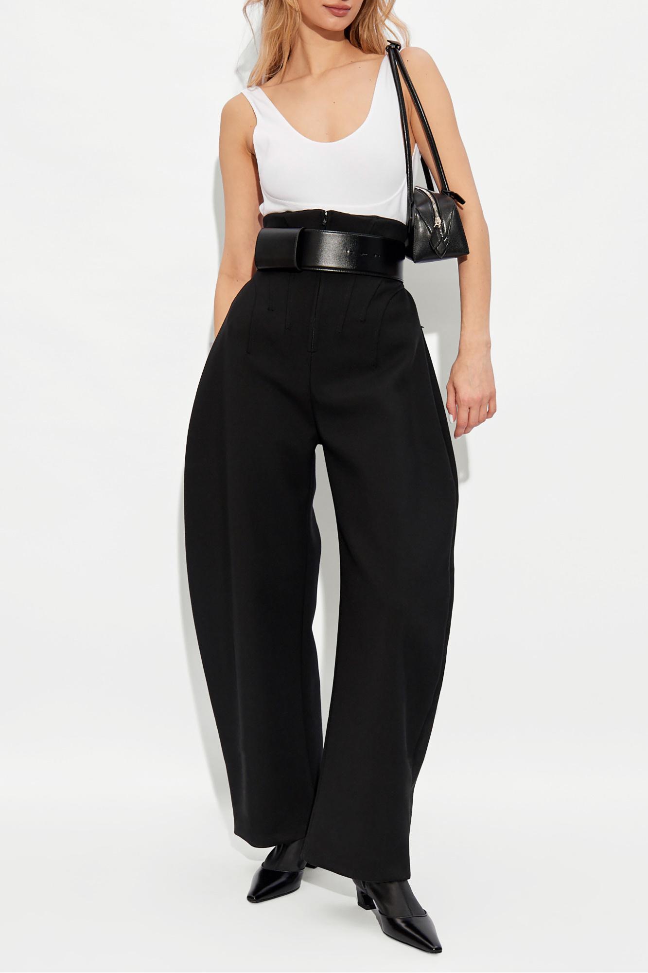 ALAÏA Stretch Wool Corset Trousers In Black Product Image