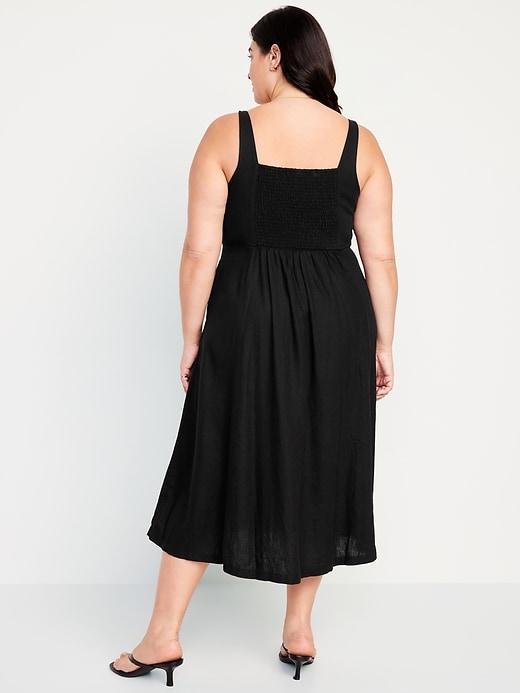 Fit &amp; Flare Linen-Blend Midi Dress Product Image