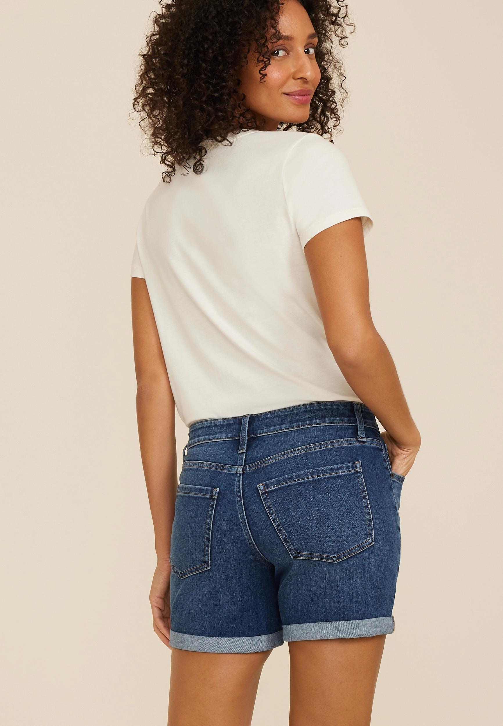 m jeans by maurices™ Dark Mid Rise Porkchop Pocket 5in Short Product Image