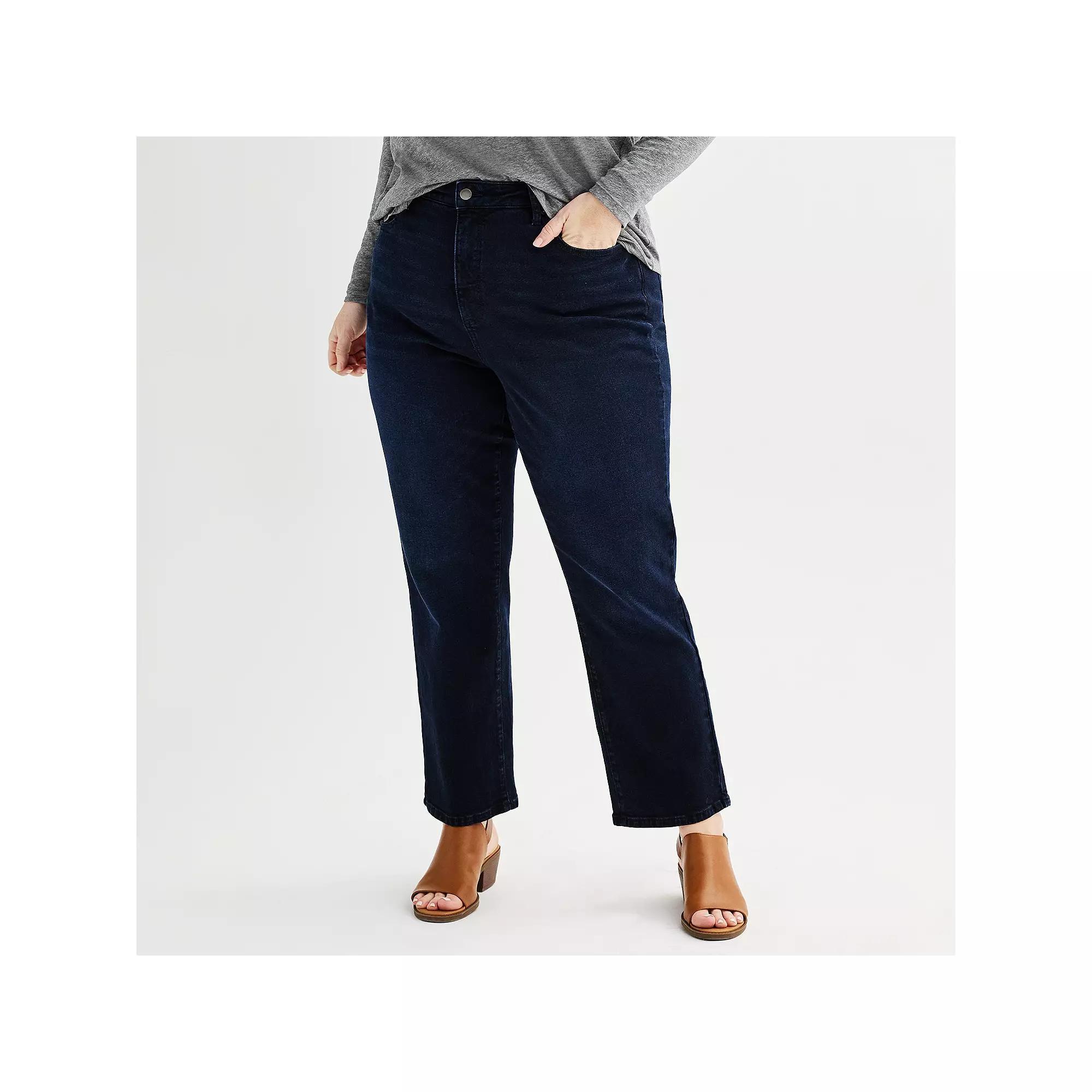 Plus Size Sonoma Goods For Life® High Rise Straight Jeans, Women's, Size: 24 W, Rinse Product Image