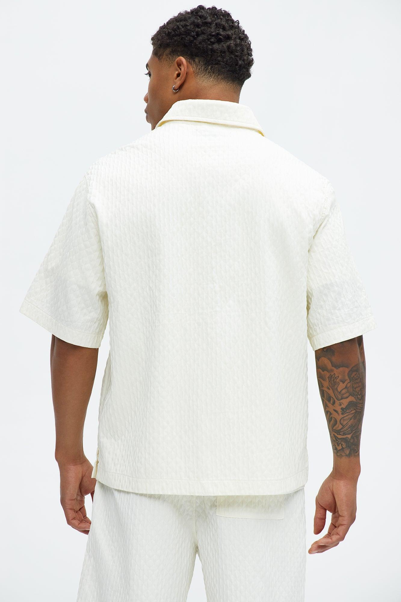 Mounce Textured Button Up Shirt - Off White Product Image
