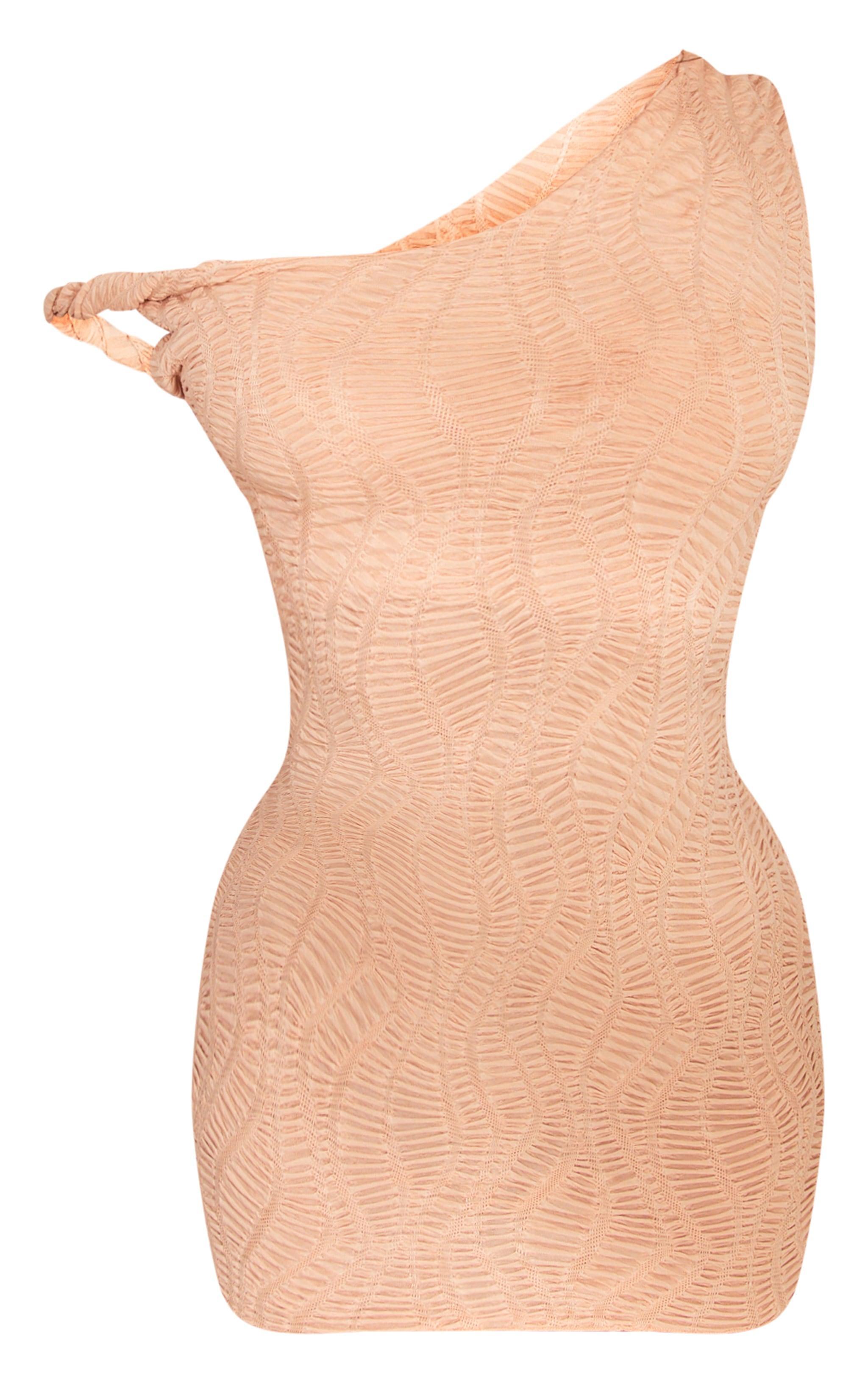 Petite Stone Textured Twist Detail Mini Dress Product Image
