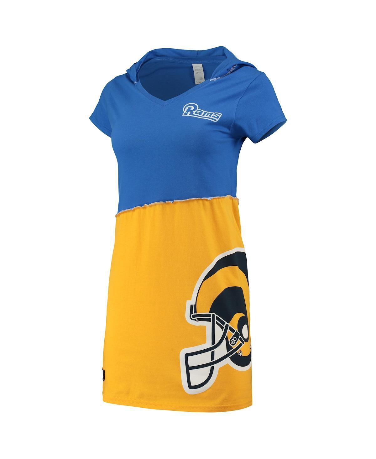 Women's Refried Apparel Royal/Gold Los Angeles Rams Sustainable Hooded Mini Dress, Size: Small, Blue Product Image