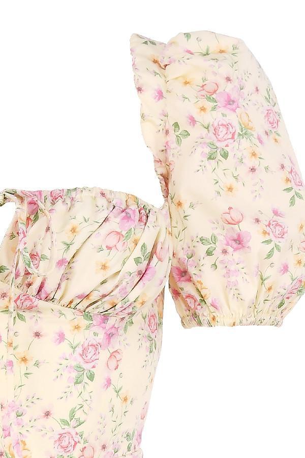 Tallulah Lemon Floral Puff Sleeve Midi Sundress Product Image