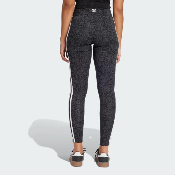 adidas Snakeskin Allover Print Leggings Black 2XS Womens Product Image