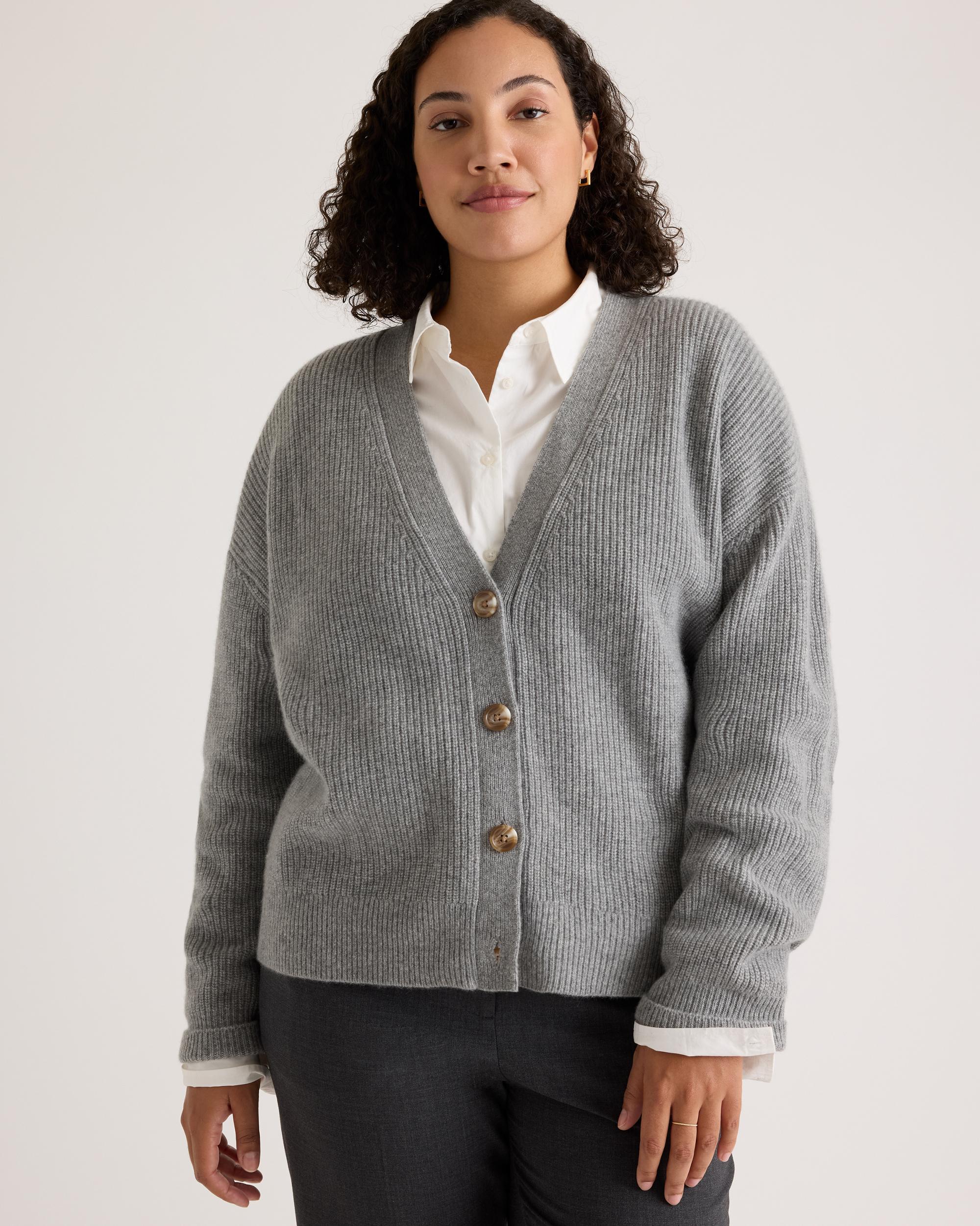 Quince | Women's Mongolian Cashmere Fisherman Boxy Cropped Cardigan Sweater Size XS Product Image