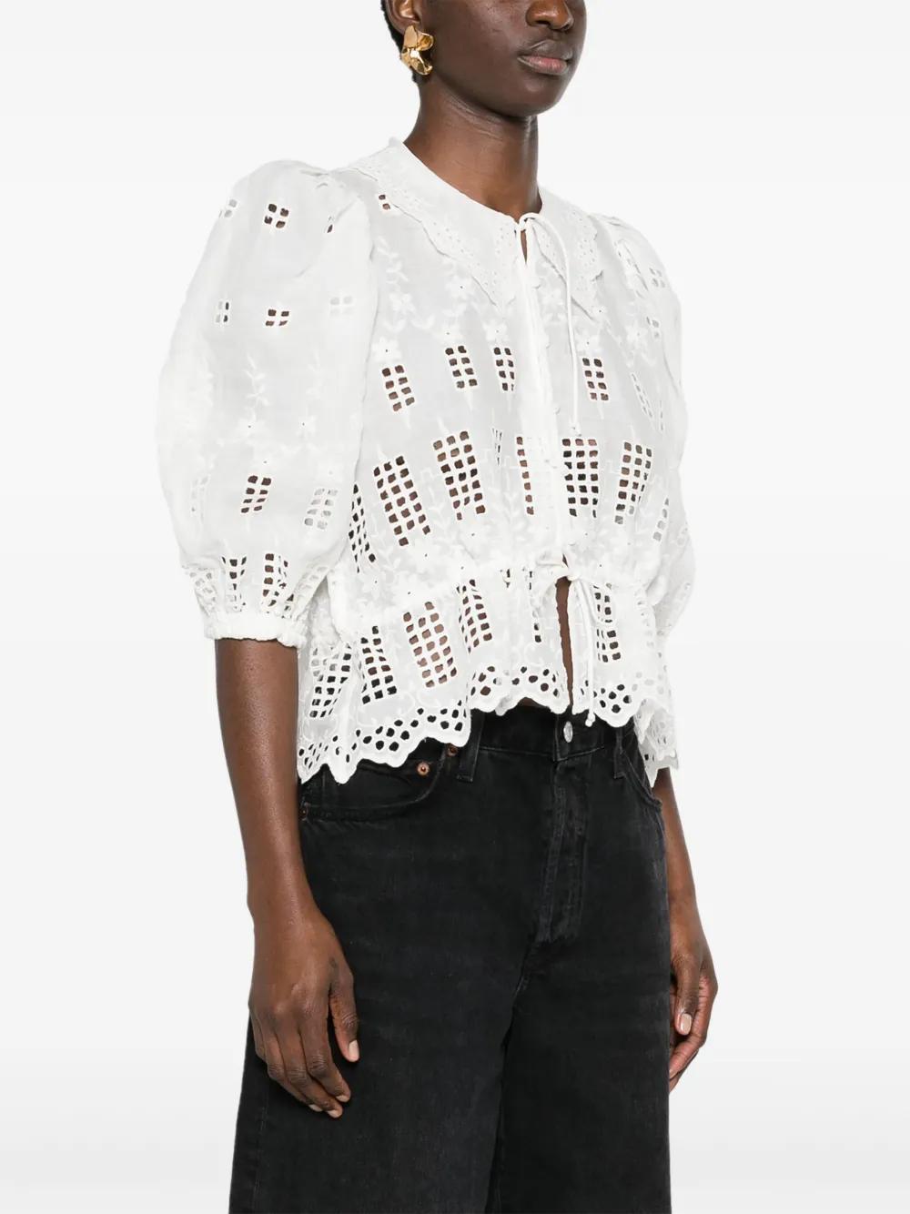 broderie-anglaise short-sleeve shirt Product Image