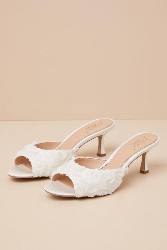 Scarlet Ivory Satin Kitten Heel Slide Sandals Product Image