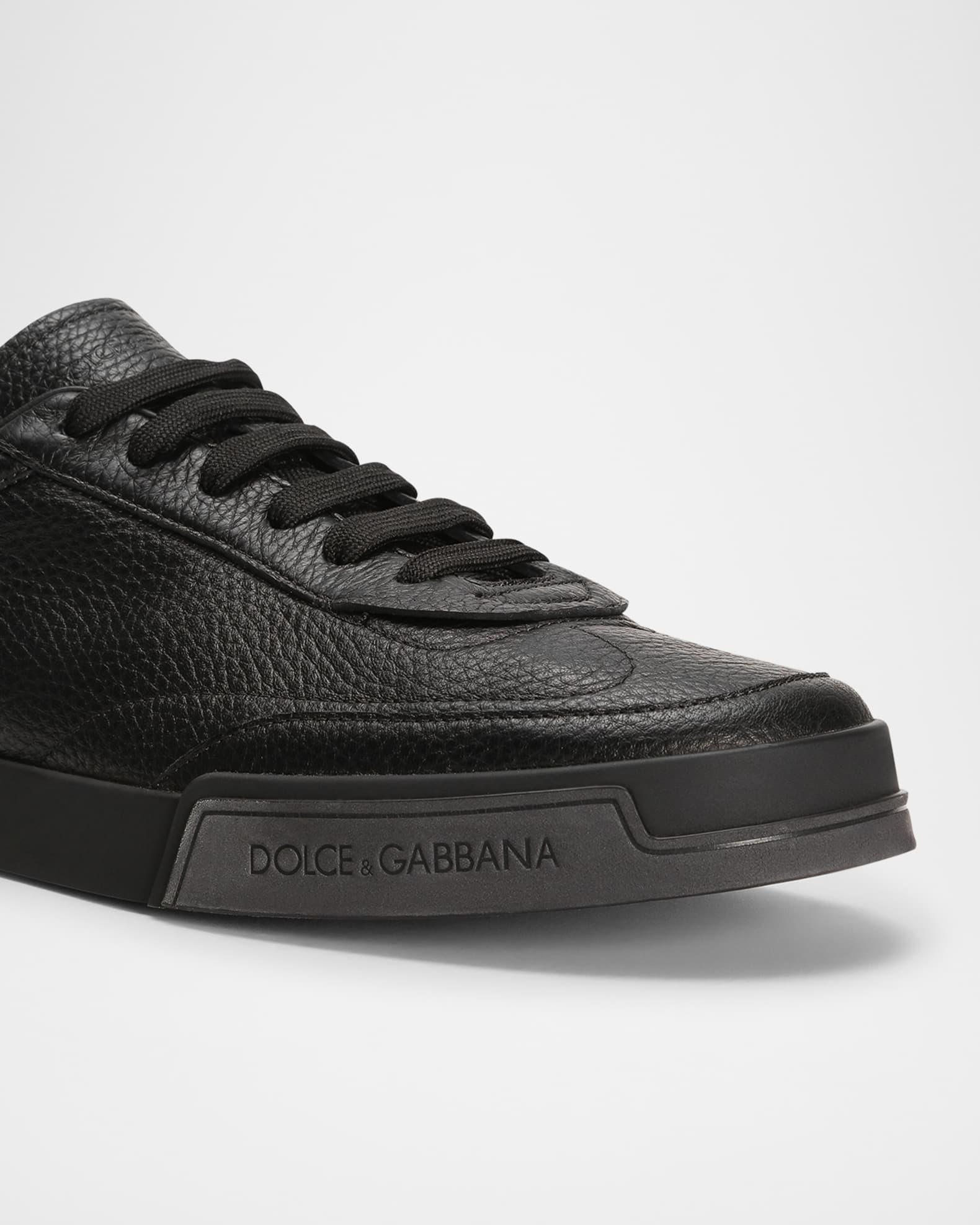 Men's Grained Leather Low-Top Sneakers Product Image