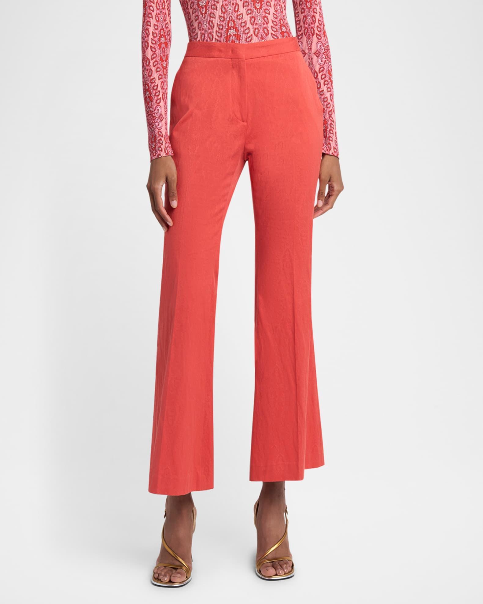 Tonal Paisley Cotton Jacquard Flare Trousers Product Image