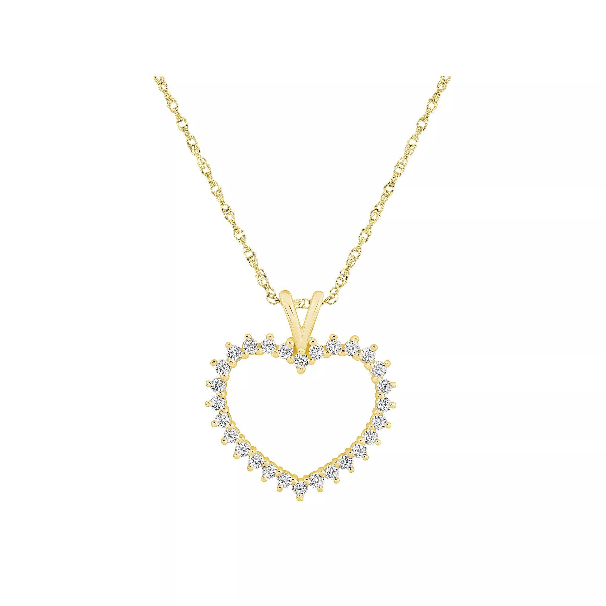 Alyson Layne 10k Gold 1/2 Carat T.W. Diamond Heart Pendant Necklace, Women's, Size: 18" Product Image