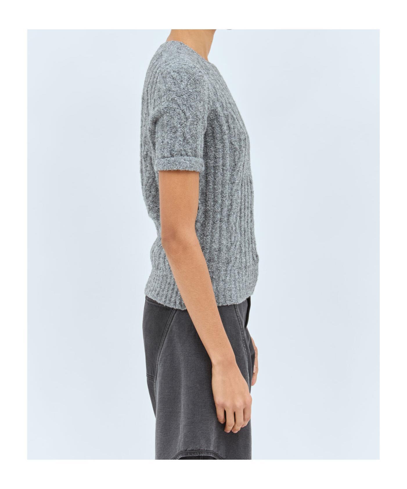JW ANDERSON Cable-knit Short Sleeve T-shirt In Gray Product Image