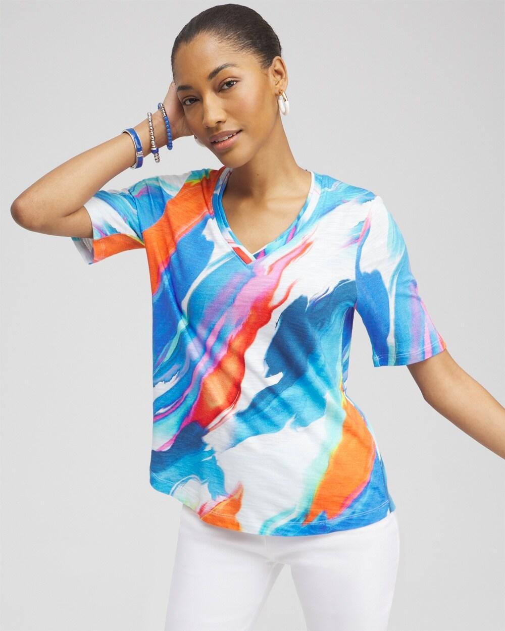 Abstract Elbow Sleeve A-line Tee Product Image