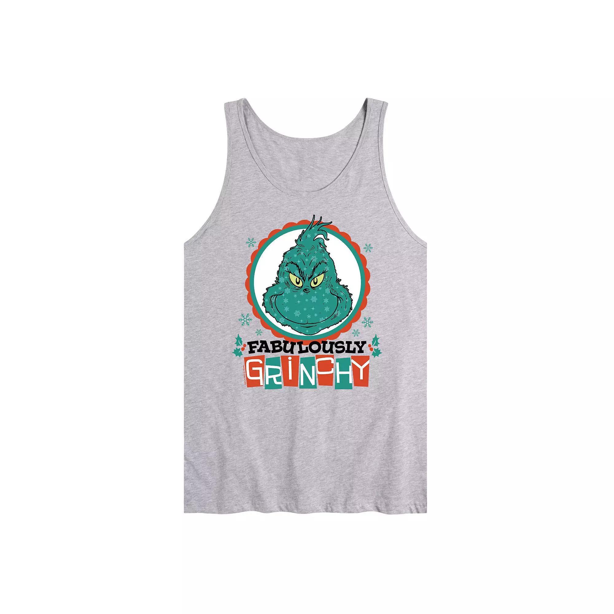 Men's Dr. Seuss The Grinch Fabulously Grinchy Graphic Tank Top, Size: Large, Grey Gray Product Image