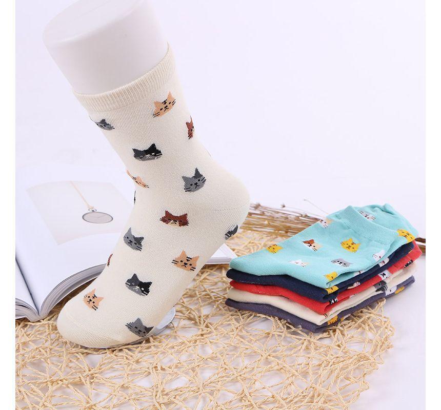 Cat Print Crew Socks / Set Product Image