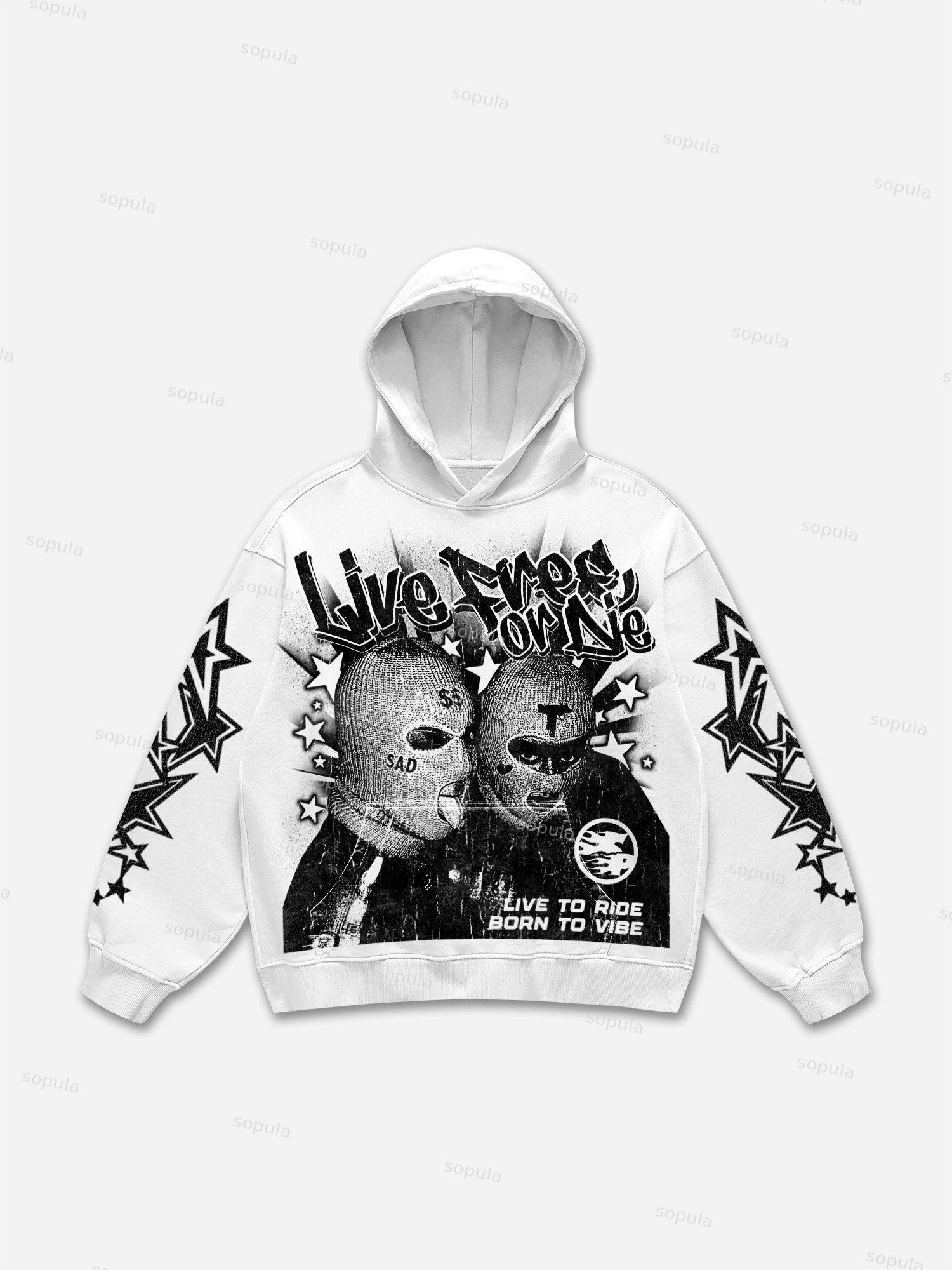 Live Free Or Die Outlaw Character Vintage Graphic Hoodie Product Image