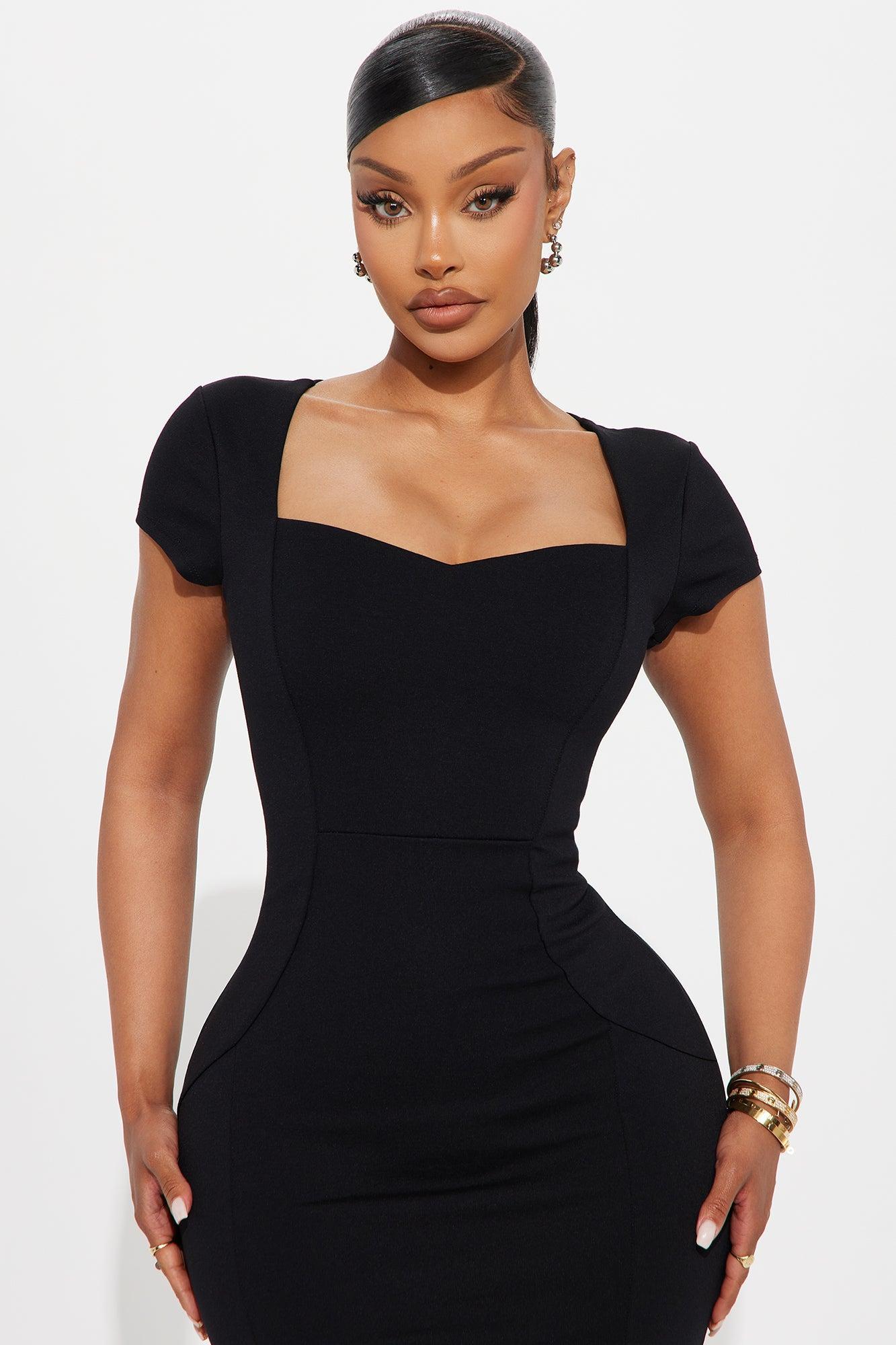 Mabel Mermaid Ponte Midi Dress - Black Product Image