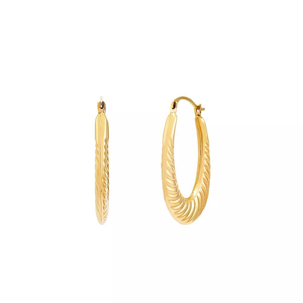 Everlasting Gold 10k Gold Oval Shrimp Hoop Earrings, Women's Product Image