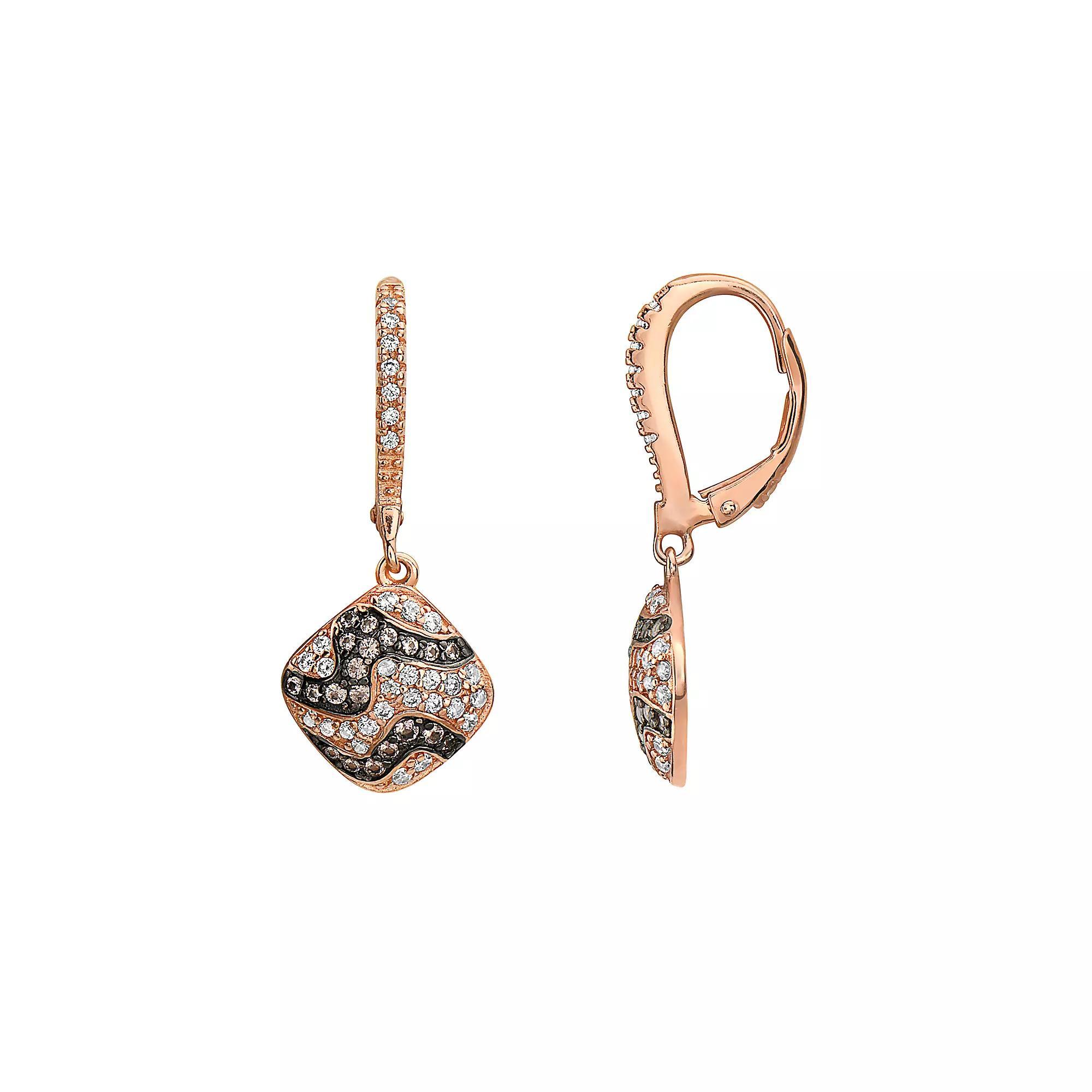 18k Rose Gold Over Sterling Silver Morganite & Cubic Zirconia Drop Earrings, Womens, Two Tone Product Image