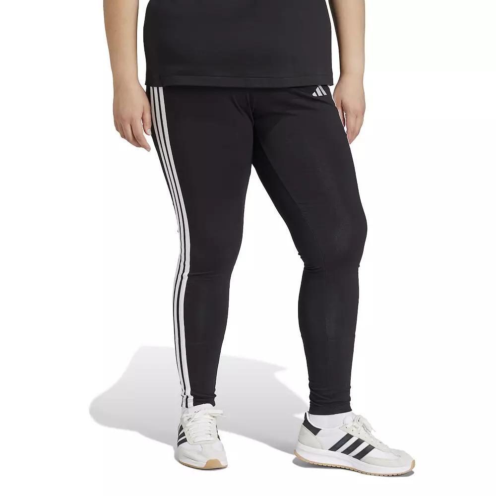 Plus Size adidas Essentials 3-Stripes Cotton Leggings, Women's, Size: 2XL, Black Product Image