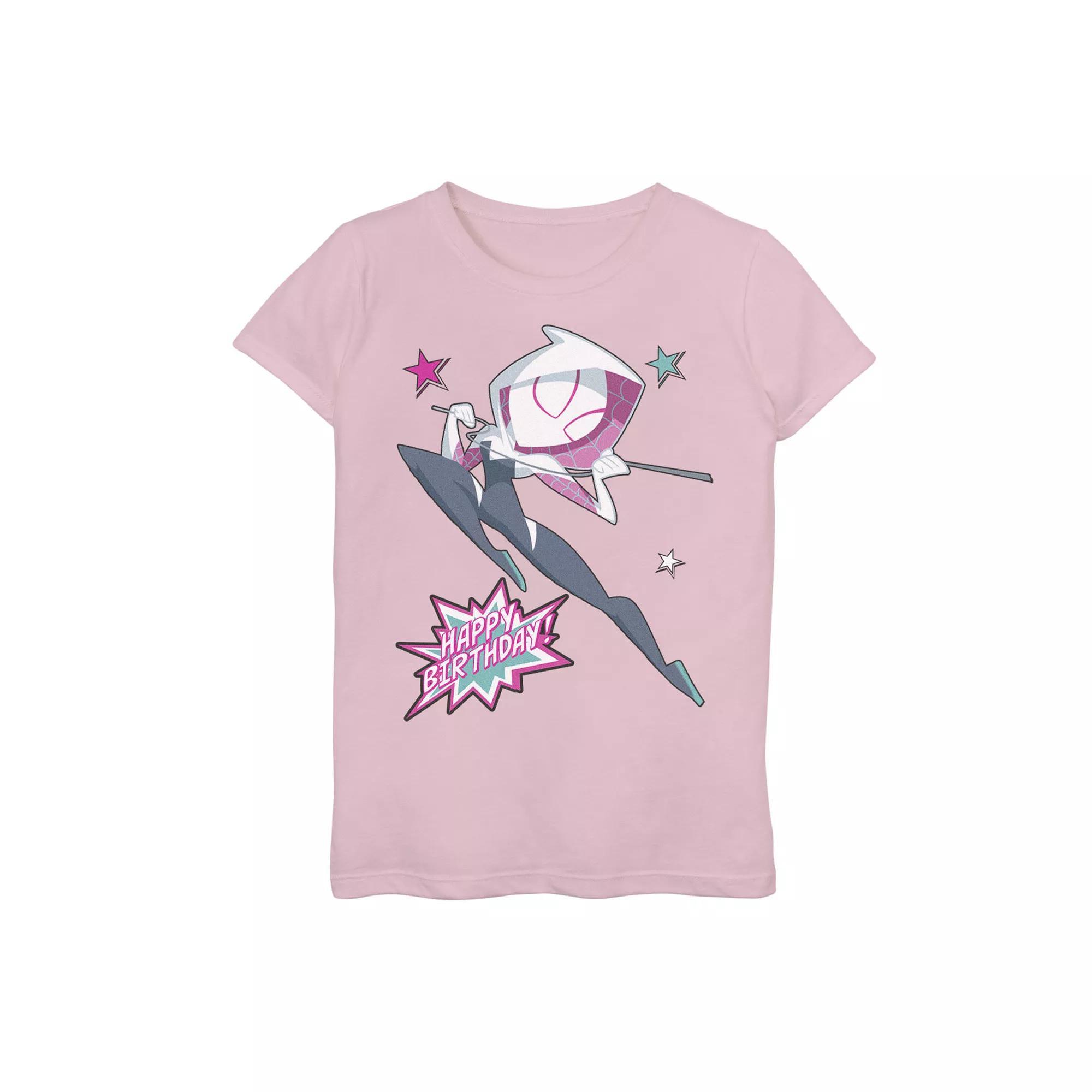 Girls 7-16 Marvel Spider-Man Gwen Happy Birthday Graphic Tee, Girl's, Size: Large, Pink Product Image