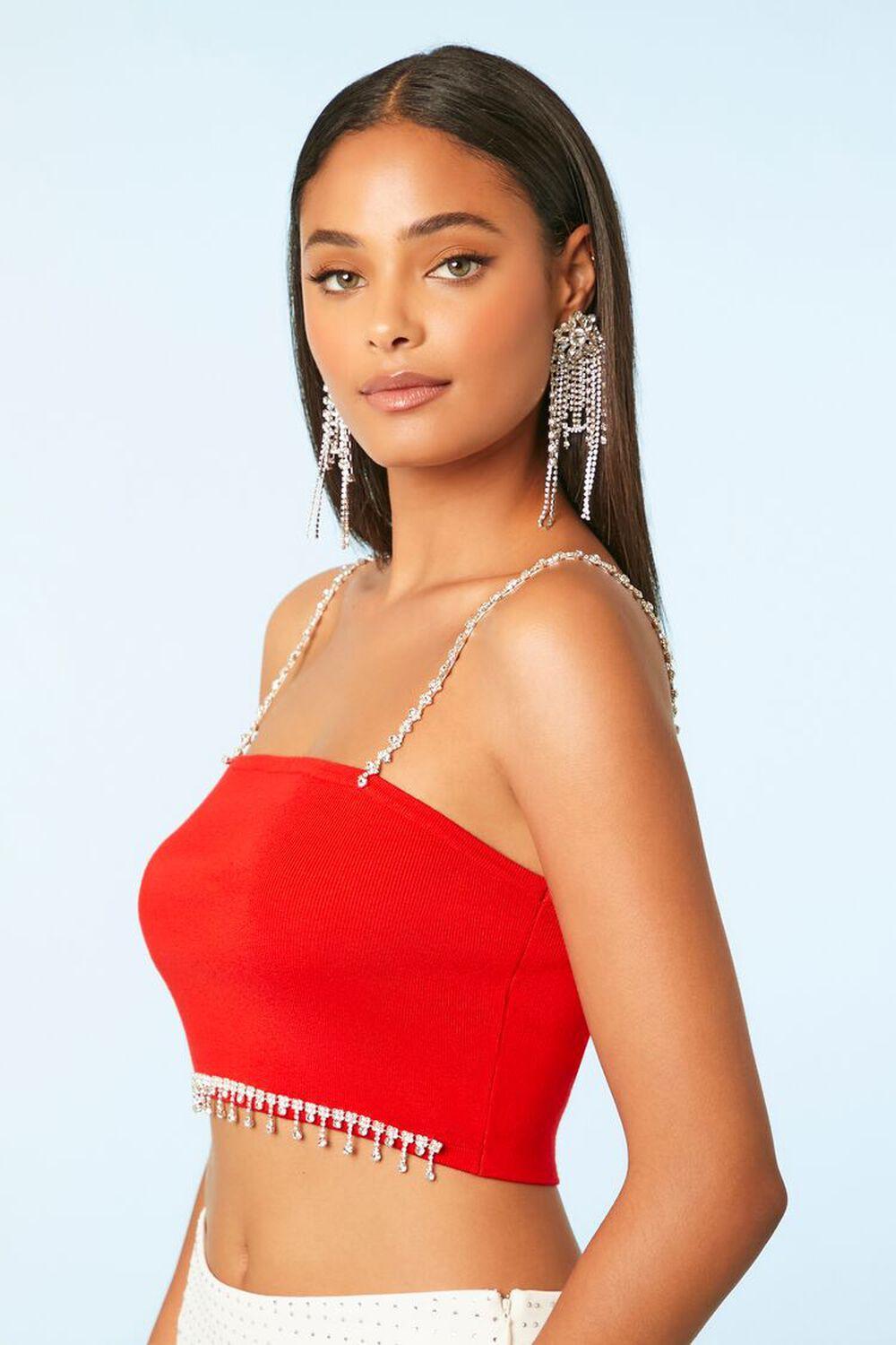 Sweater-Knit Rhinestone-Trim Crop Top | Forever 21 Product Image