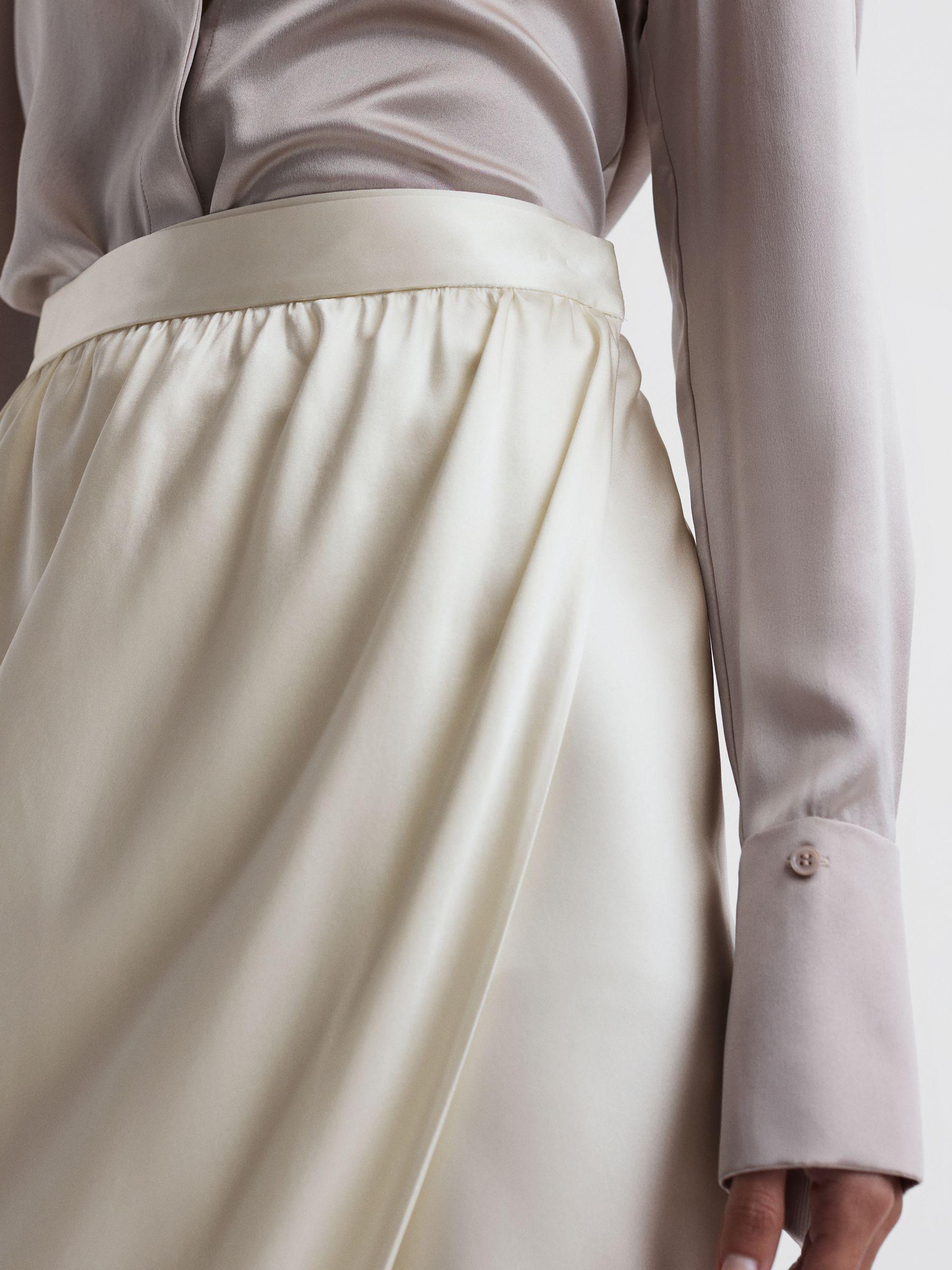 Silk High-Low Wrap Skirt in Ivory Product Image