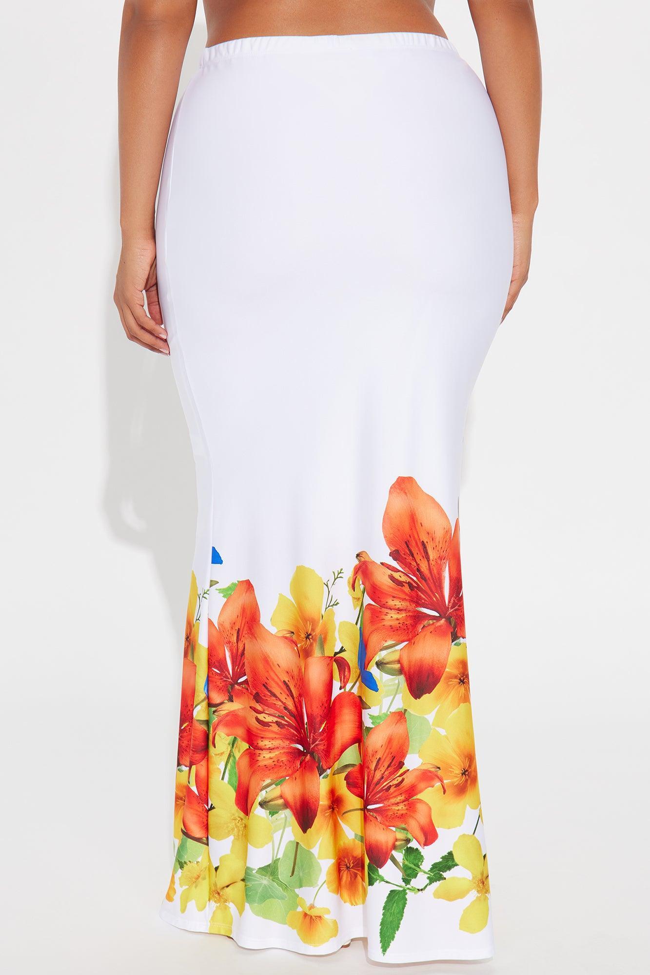 In The Garden Maxi Skirt - White/combo Product Image