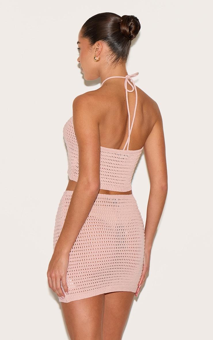  Dusty Pink Tie Neck Flower Applique Top Product Image