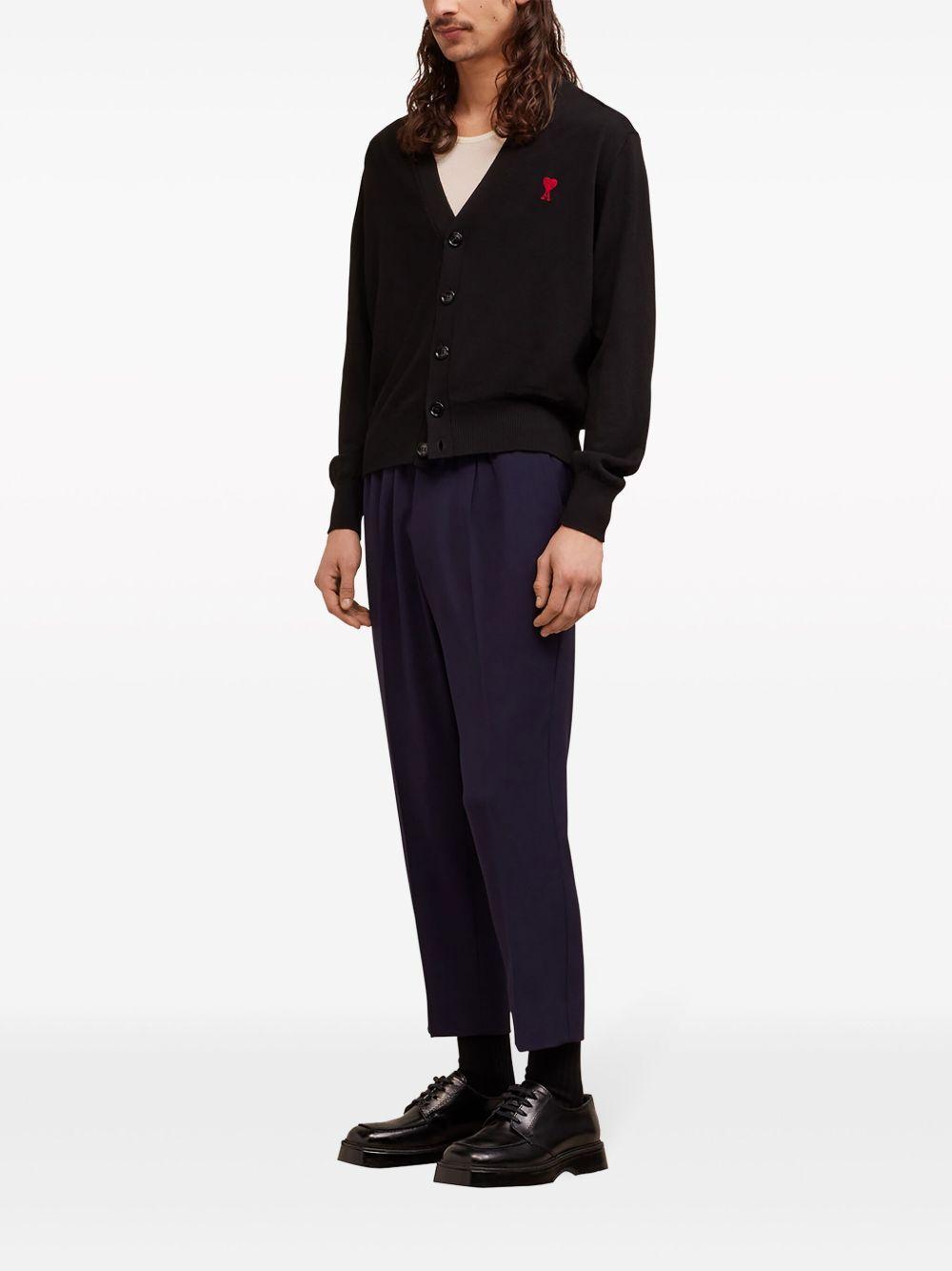 logo-embroidered wool cardigan  Product Image