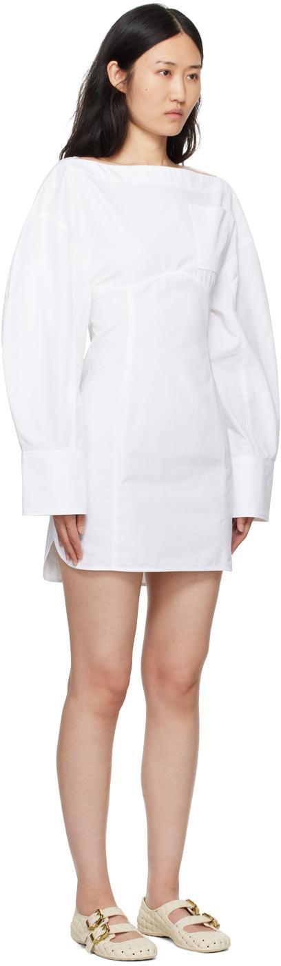 JACQUEMUS La Casaco Long Sleeve Cotton Shirtdress In White Product Image