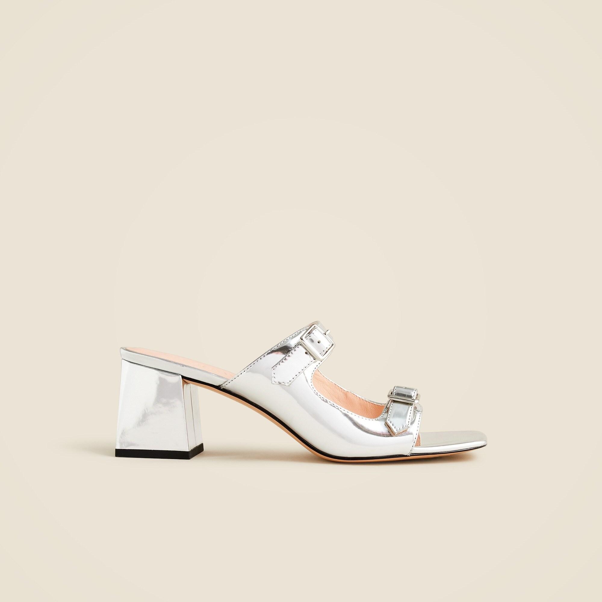 Layne buckle sandals in metallic specchio leather Product Image